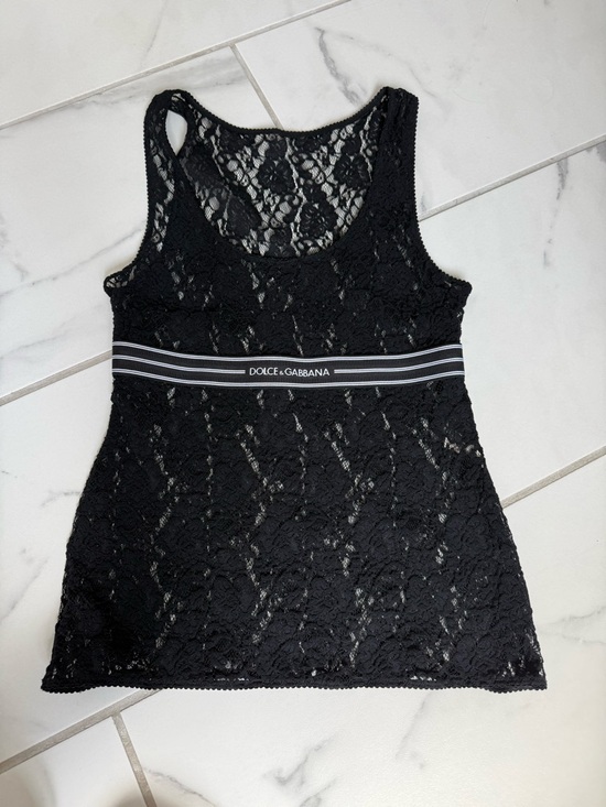 Dolce & Gabbana Tops - Dolce & Gabbana Black Lace Camisole with Branded Neck Label